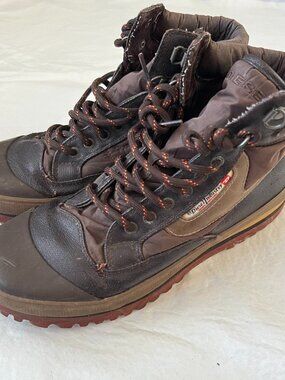 Diesel hiking boots Olson Village Lace up ankle brown coated canvas Mens 7.5